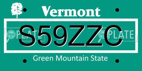 S59ZZC Vermont License Plate