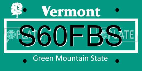 S60FBS Vermont License Plate