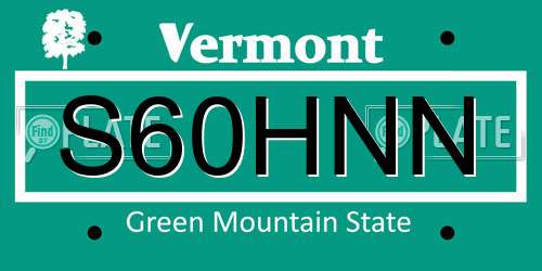 S60HNN Vermont License Plate