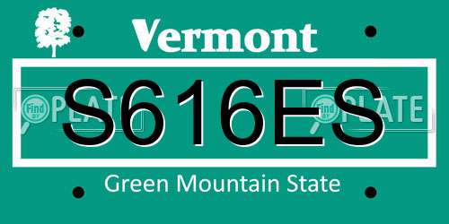 S616ES Vermont License Plate
