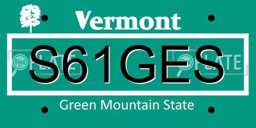 S61GES Vermont License Plate