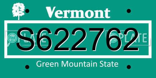 S622762 Vermont License Plate