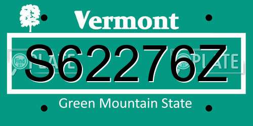S62276Z Vermont License Plate