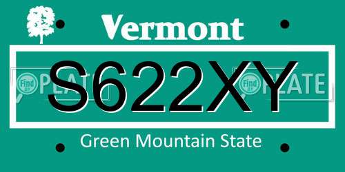 S622XY Vermont License Plate