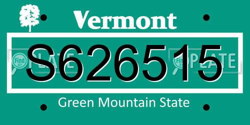 S626515 Vermont License Plate