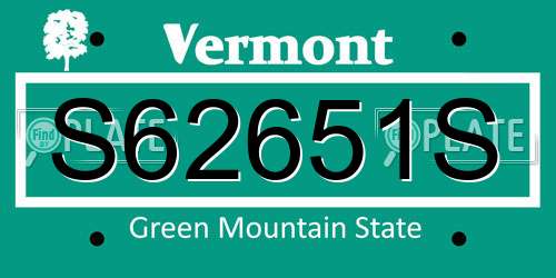 S62651S Vermont License Plate
