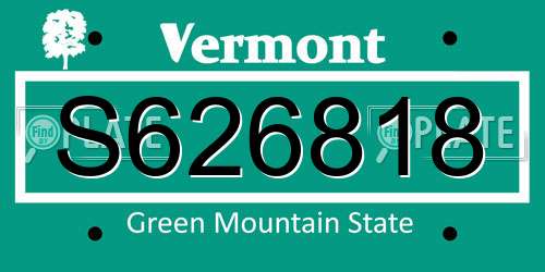 S626818 Vermont License Plate