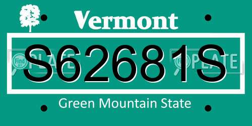 S62681S Vermont License Plate