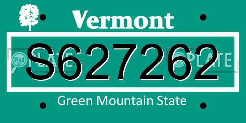 S627262 Vermont License Plate