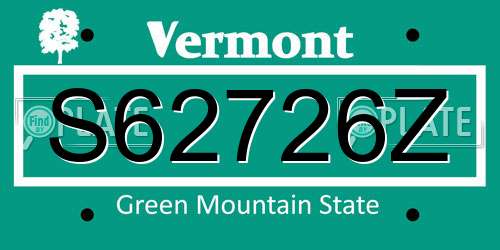 S62726Z Vermont License Plate