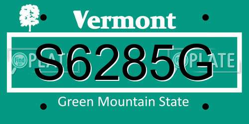 S6285G Vermont License Plate