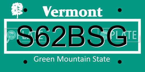 S62BSG Vermont License Plate