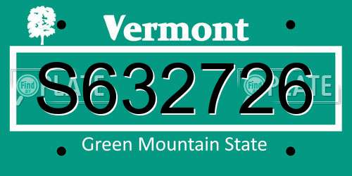S632726 Vermont License Plate