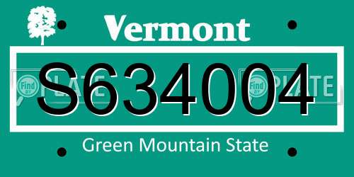 S634004 Vermont License Plate