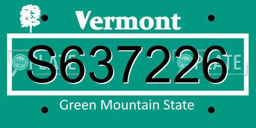 S637226 Vermont License Plate