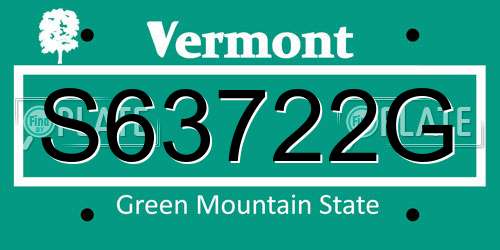S63722G Vermont License Plate
