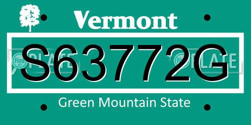 S63772G Vermont License Plate