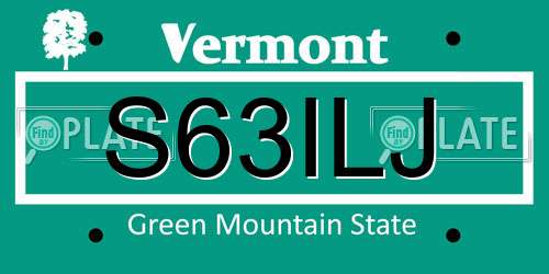 S63ILJ Vermont License Plate