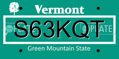 S63KQT Vermont License Plate