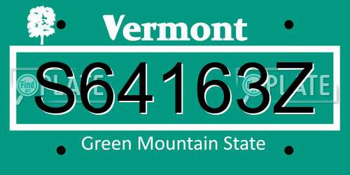 S64163Z Vermont License Plate