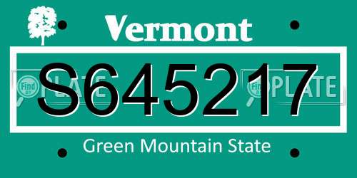 S645217 Vermont License Plate