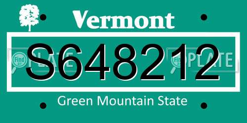 S648212 Vermont License Plate