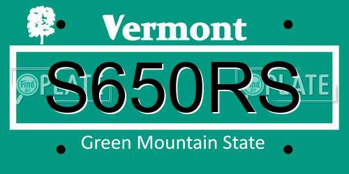 S650RS Vermont License Plate