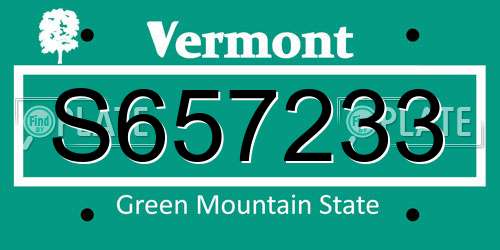 S657233 Vermont License Plate