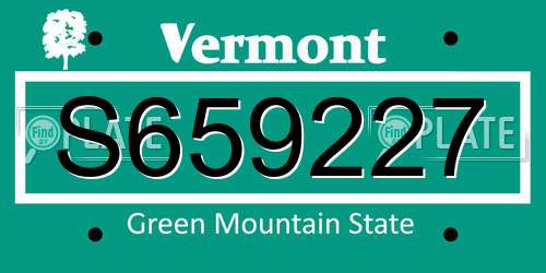 S659227 Vermont License Plate