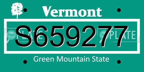 S659277 Vermont License Plate