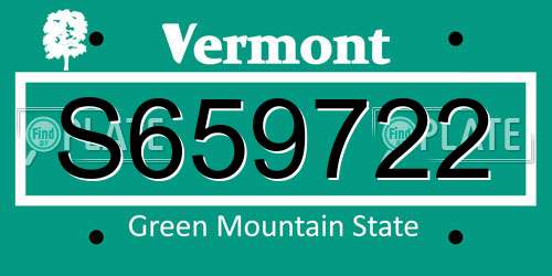 S659722 Vermont License Plate
