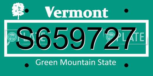 S659727 Vermont License Plate