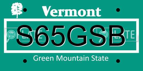 S65GSB Vermont License Plate