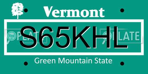S65KHL Vermont License Plate