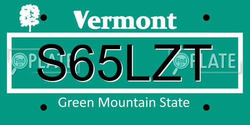 S65LZT Vermont License Plate