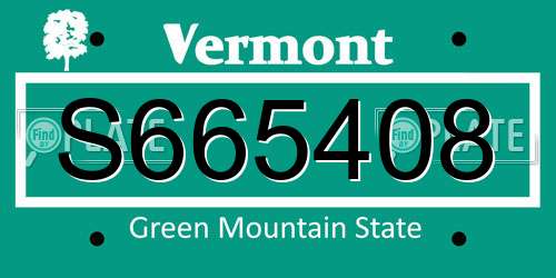 S665408 Vermont License Plate
