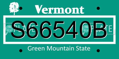 S66540B Vermont License Plate