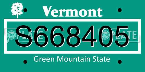 S668405 Vermont License Plate