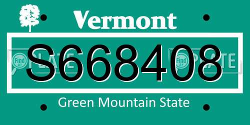 S668408 Vermont License Plate
