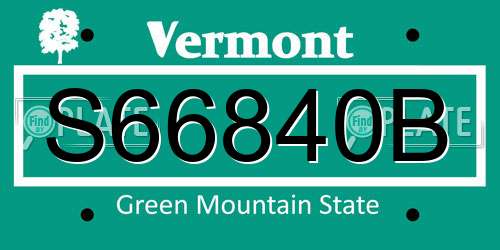 S66840B Vermont License Plate