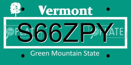 S66ZPY Vermont License Plate