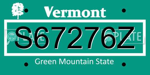 S67276Z Vermont License Plate