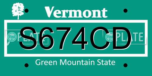 S674CD Vermont License Plate