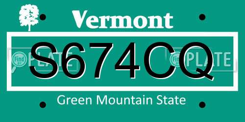 S674CQ Vermont License Plate