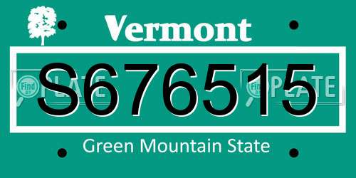 S676515 Vermont License Plate