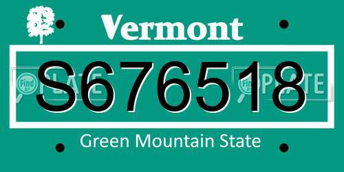 S676518 Vermont License Plate