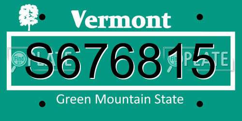 S676815 Vermont License Plate