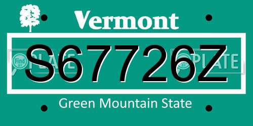 S67726Z Vermont License Plate