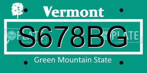 S678BG Vermont License Plate