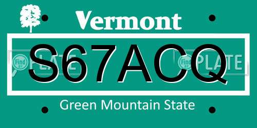 S67ACQ Vermont License Plate